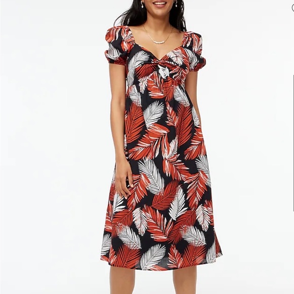 NWT Puff-sleeve twist-front midi dress - Picture 4 of 8